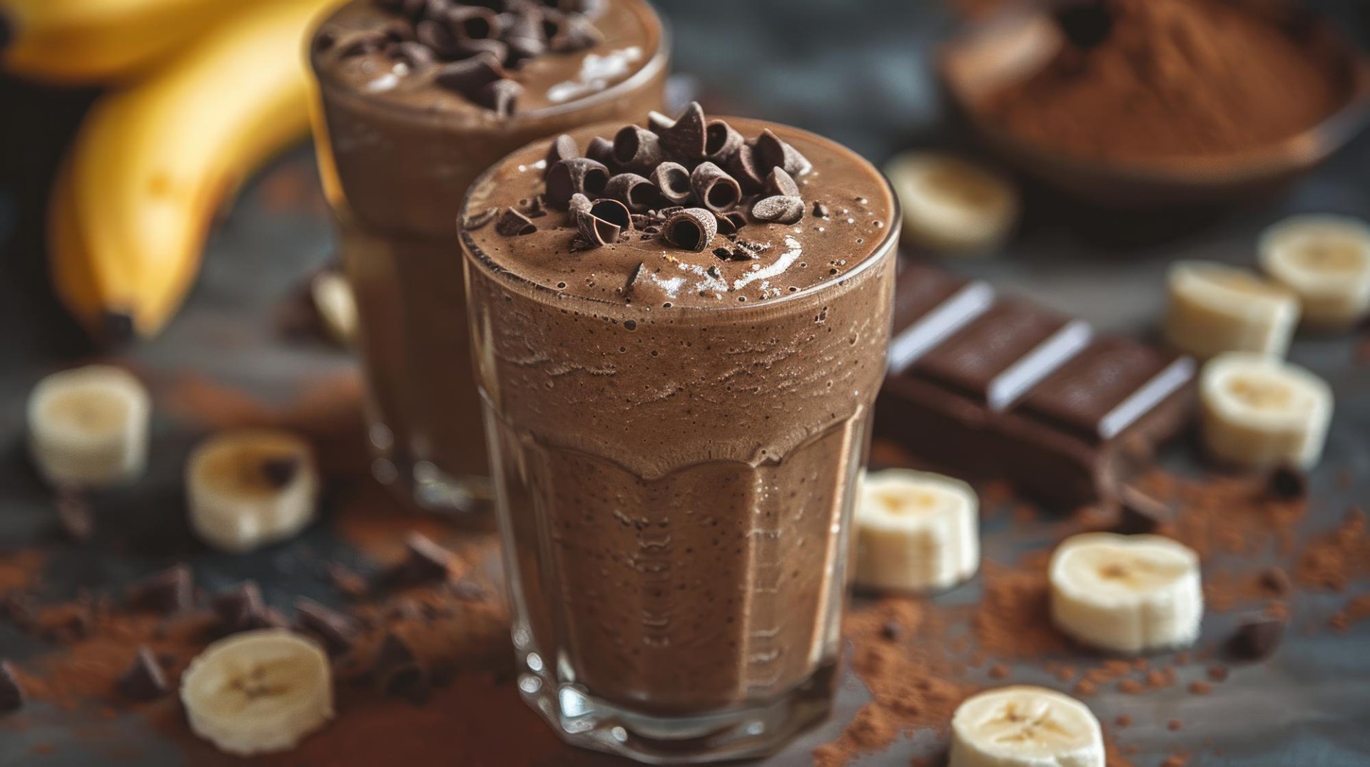 Delicious Chocolate Banana Smoothie Woman outdoor  at summer sunset time having ice cream cone positive happy playful at city street