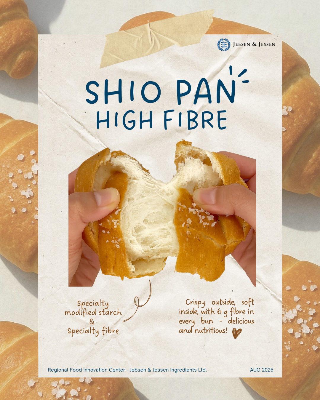 Regional-lab_Shio-Pan-High-Fibre bread concept a loaf of bread, a few slices of bread, a knife, a wooden cutting board, and a bowl of butter lying on the white scene.