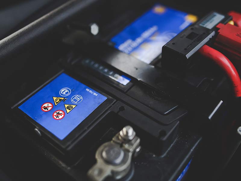 car battery with signage