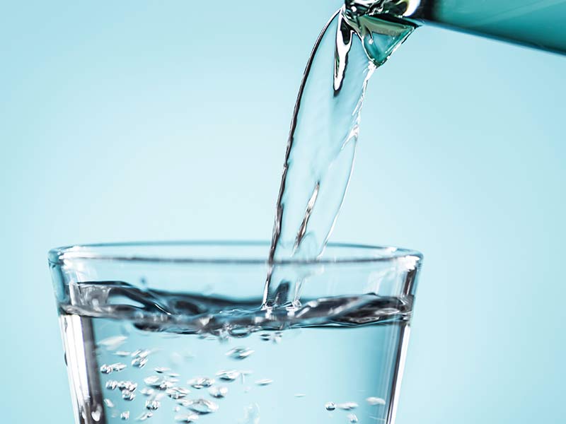 purified drinking water in glass